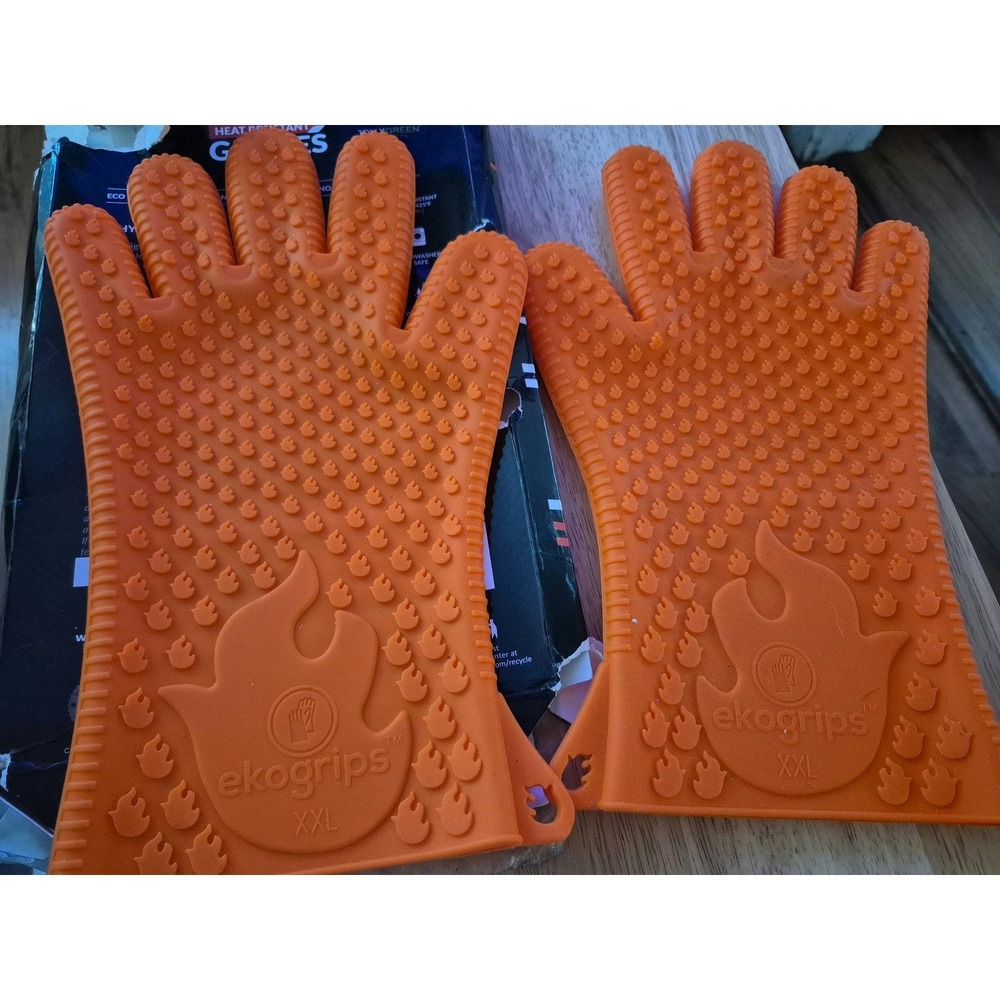 Jolly Green Ekogrips Premium Silicone BBQ Grilling Gloves Orange XXL s13